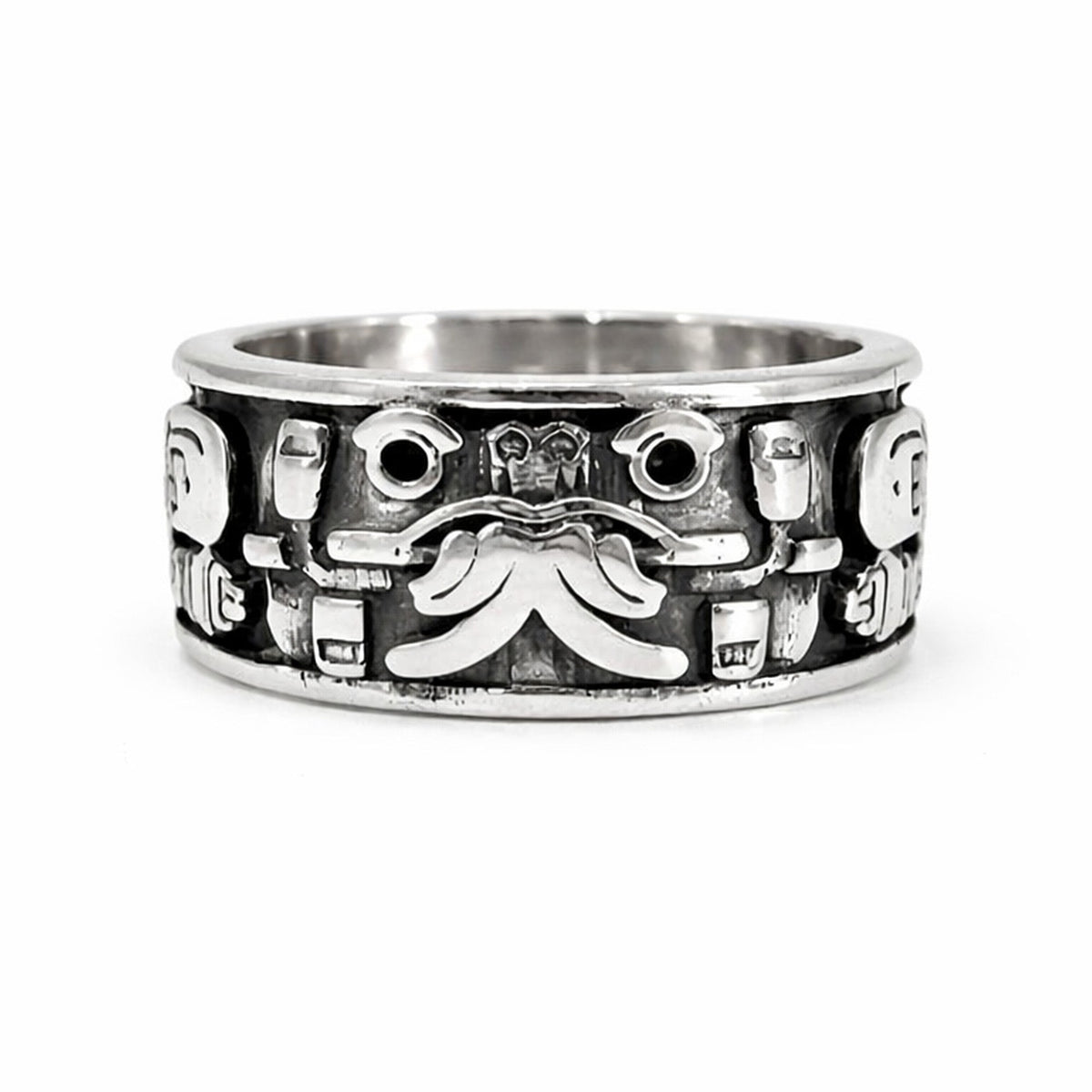 Anillo de plata Coatlicue — Obsidian Mexico