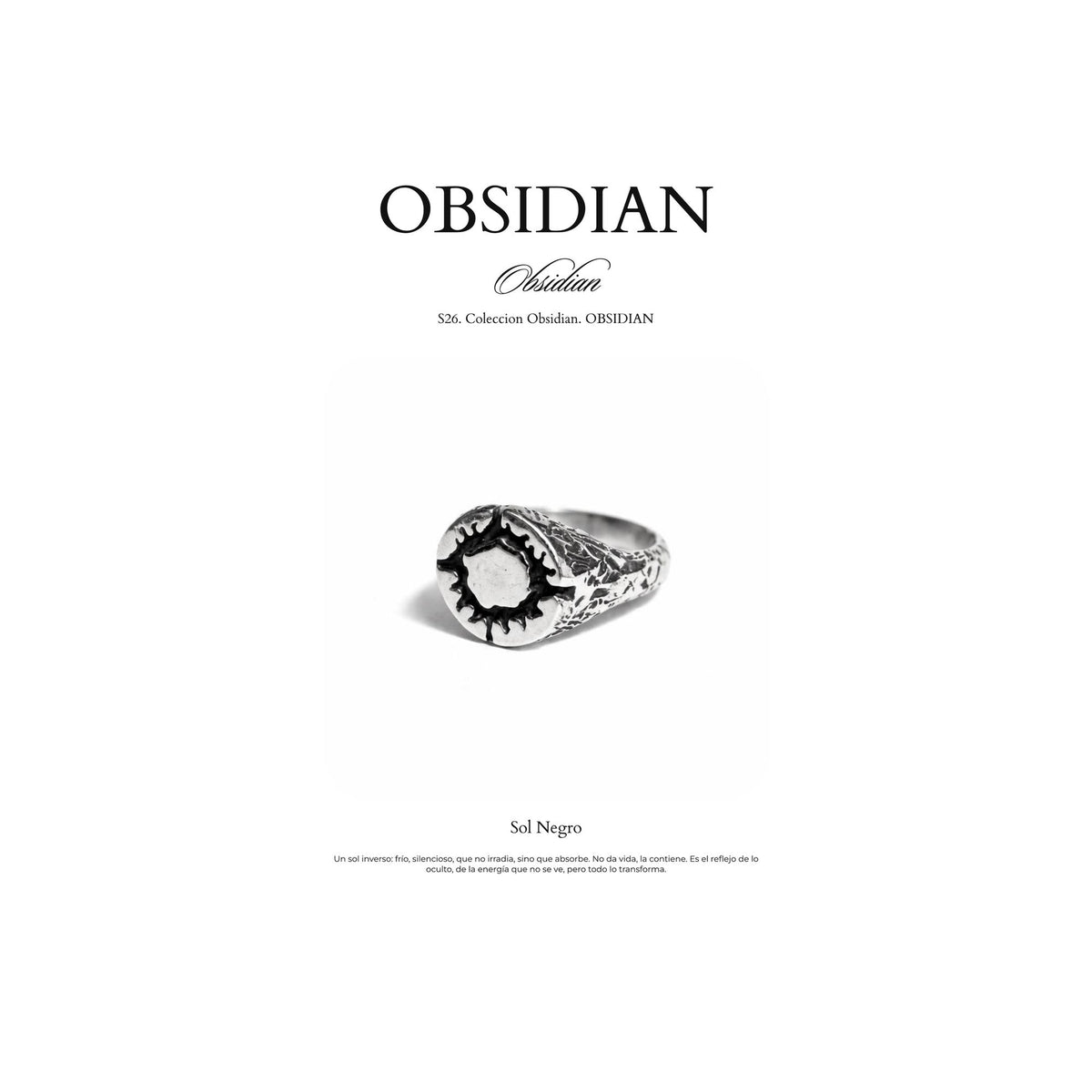 Ficha de la pieza Sol Negro — Coleccion Obsidian S26