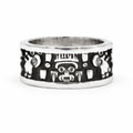 Anillo de plata Tlaloc — Obsidian Mexico