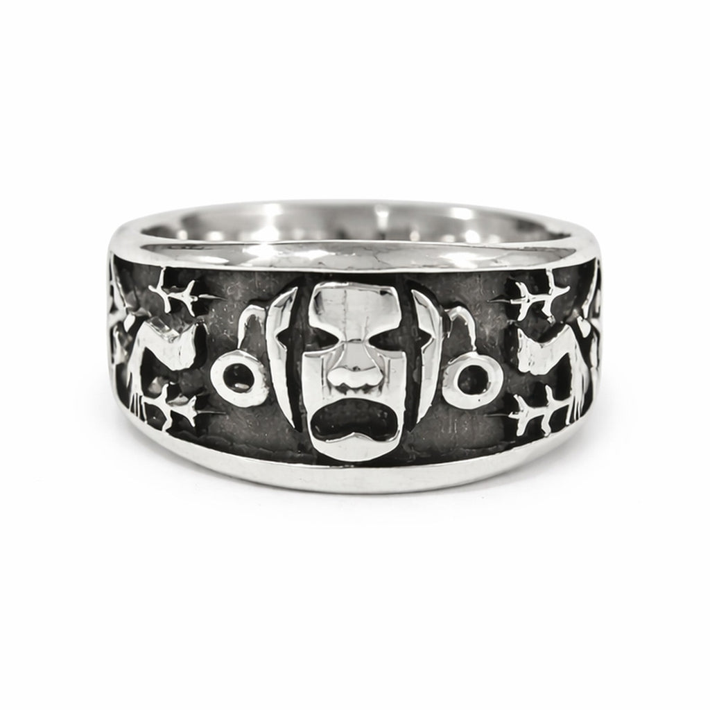 Anillo de plata Xipe Totec — Obsidian Mexico